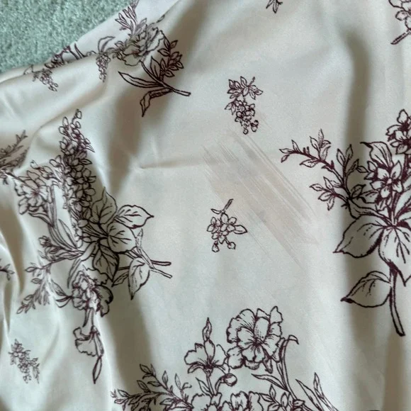 Women's Pink Floral Satin Lace Trim Midi Slip Dress Large Feminine Romantic - Picture 10 of 11